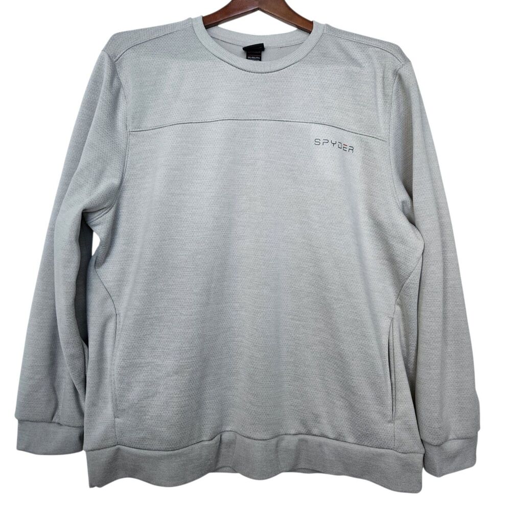 Spyder Active Men's XXL Crewneck Sweatshirt Gray Tech Fleece Performance Pockets